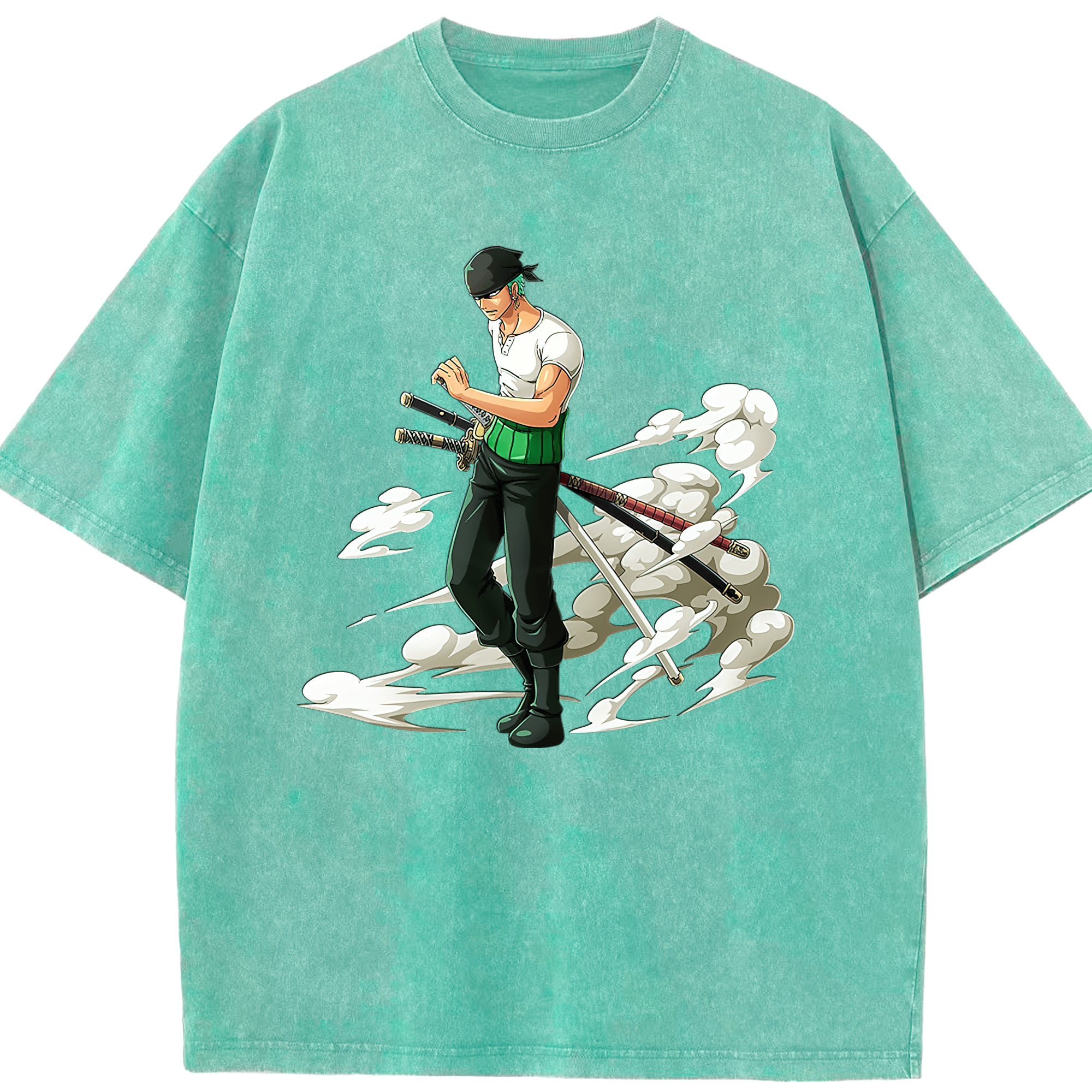 ワンピース ロロノア・ゾロ ONE PIECE Roronoa Zoro 綿100% ヴィンテージ風 半袖Tシャツ（フロントプリント）